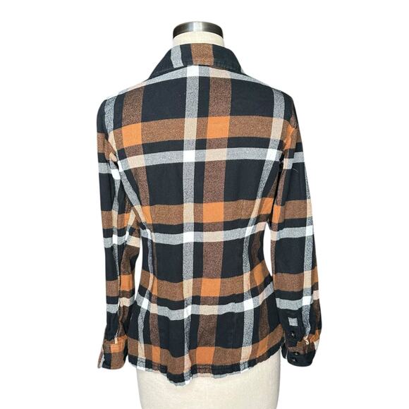 PATAGONIA Women's Fjord Black Brown Plaid Long Sleeve Flannel Button Down Size 8 - Picture 4 of 6